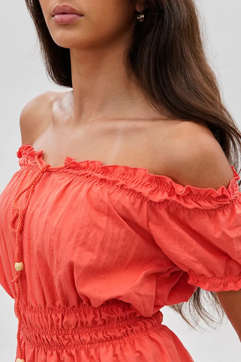 Cinched Short Sleeve Blouse - Coral sold by Fairweather product image thumbnail 4