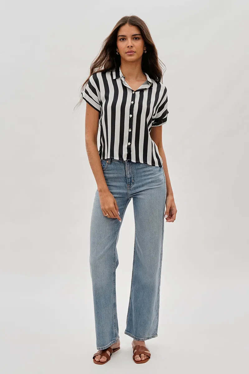 Stylexchange Vintage Striped Button Down Shirt - Black sold by Fairweather product image thumbnail 5