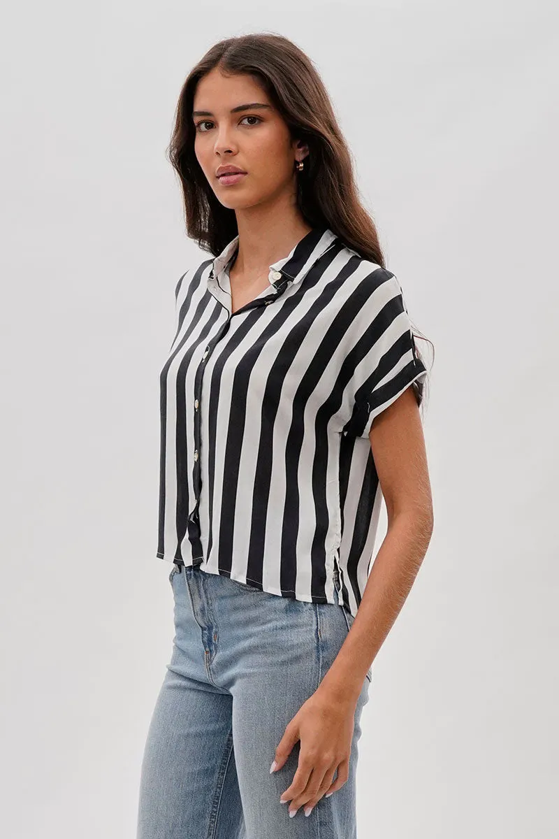 Stylexchange Vintage Striped Button Down Shirt - Black sold by Fairweather product image thumbnail 2