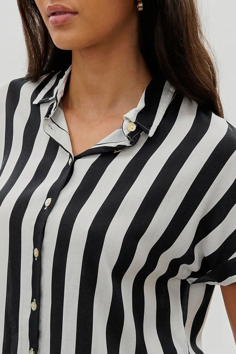 Stylexchange Vintage Striped Button Down Shirt - Black sold by Fairweather product image thumbnail 4