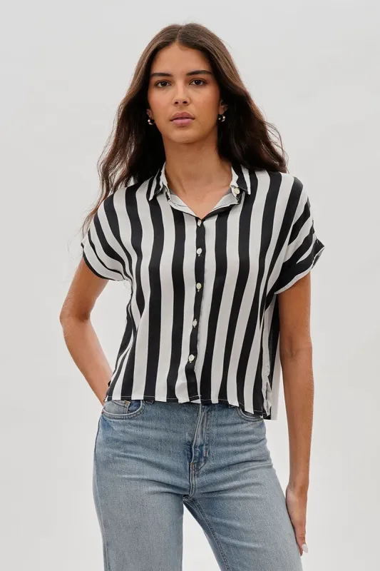 Stylexchange Vintage Striped Button Down Shirt - Black sold by Fairweather