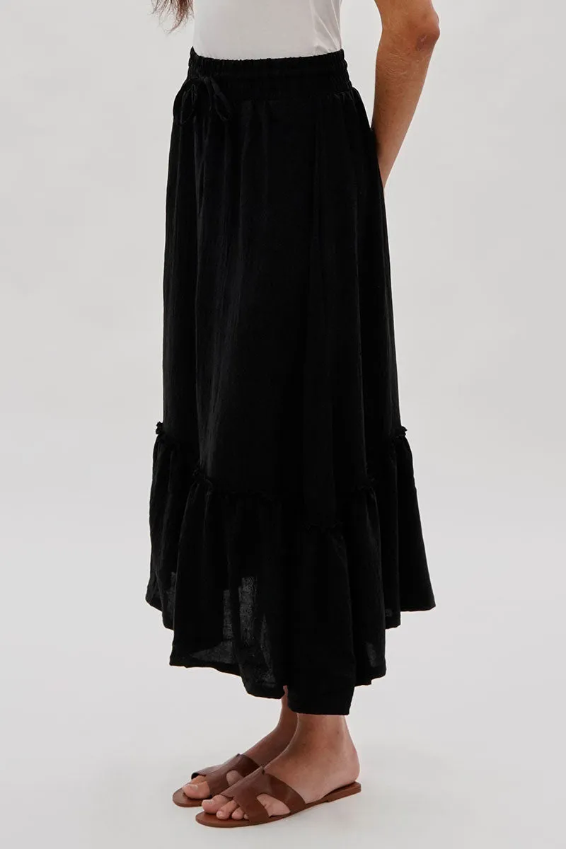 Vintage Tiered Cinched Skirt - Black sold by Fairweather product image thumbnail 2