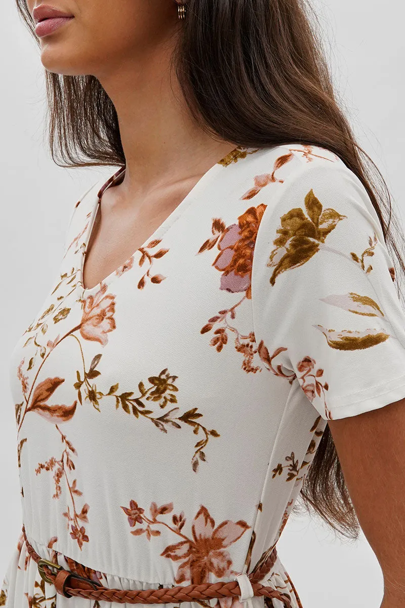 International INC Company Belted Short Sleeve Midi Dress - White sold by Fairweather product image thumbnail 4