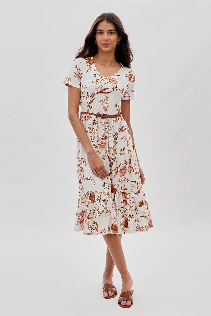 International INC Company Belted Short Sleeve Midi Dress - White sold by Fairweather product image thumbnail 5