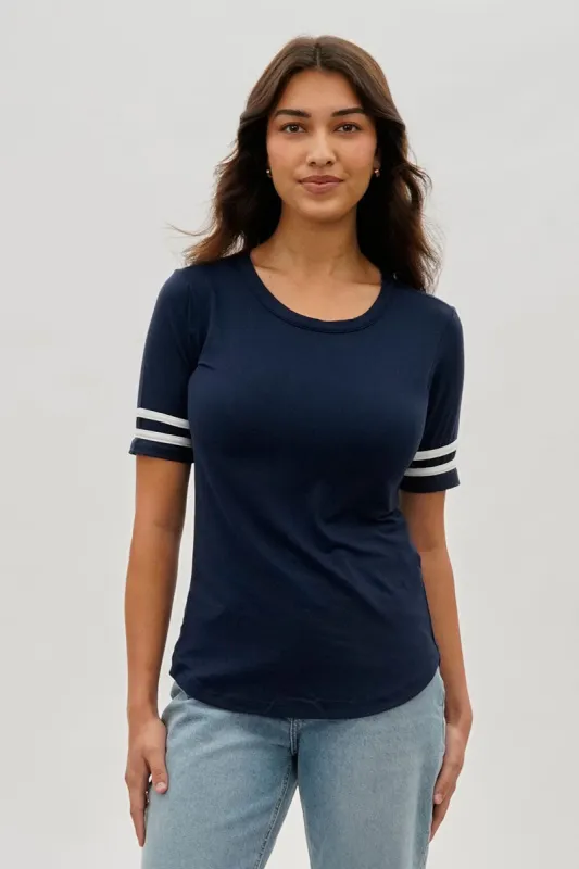 Stylexchange Vintage Striped Varsity Tee - Navy sold by Fairweather