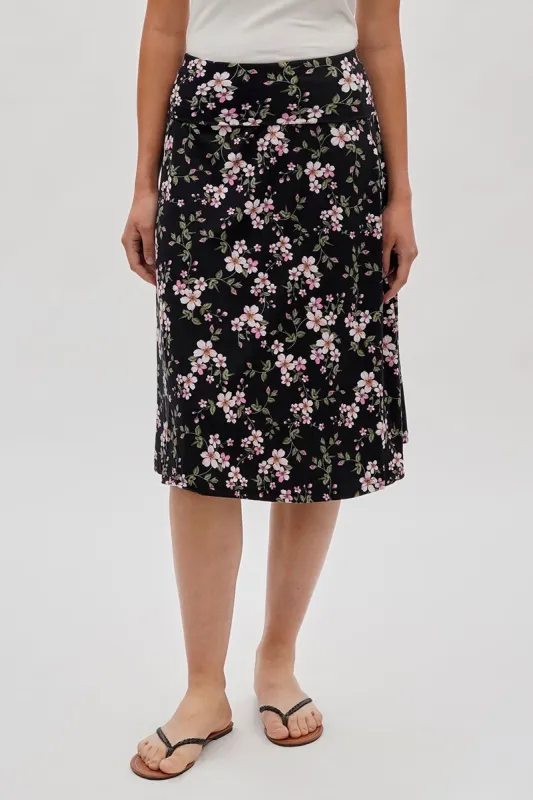 International INC Company Floral Fold Over Skirt - Black sold by Fairweather