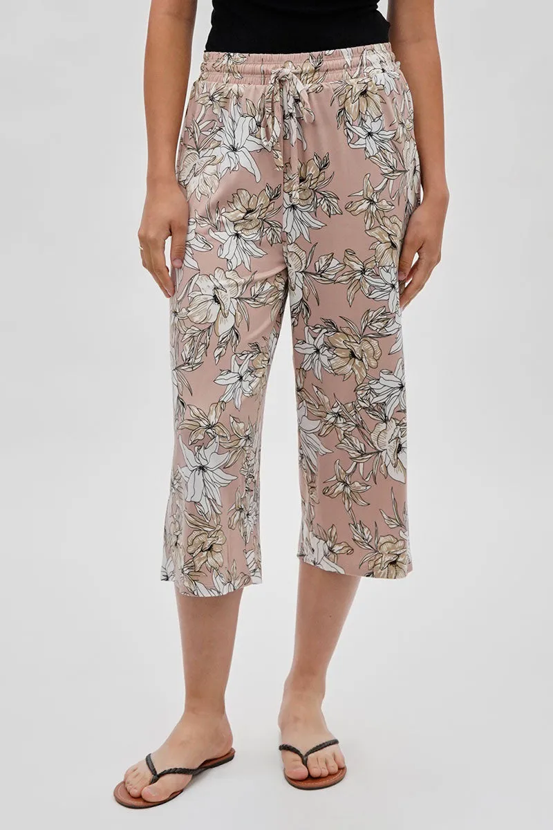 International INC Company Floral Wide Leg Capris Pants - Blush sold by Fairweather