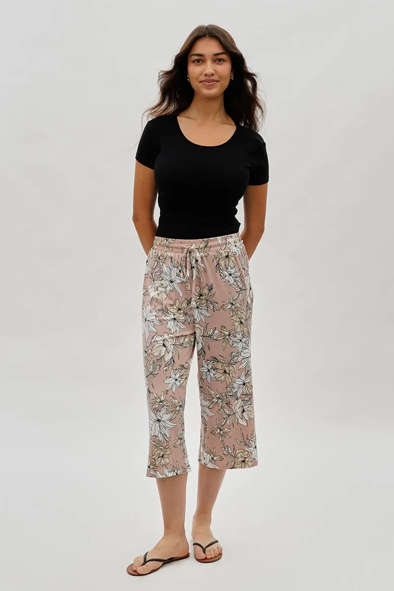 International INC Company Floral Wide Leg Capris Pants - Blush sold by Fairweather product image thumbnail 5