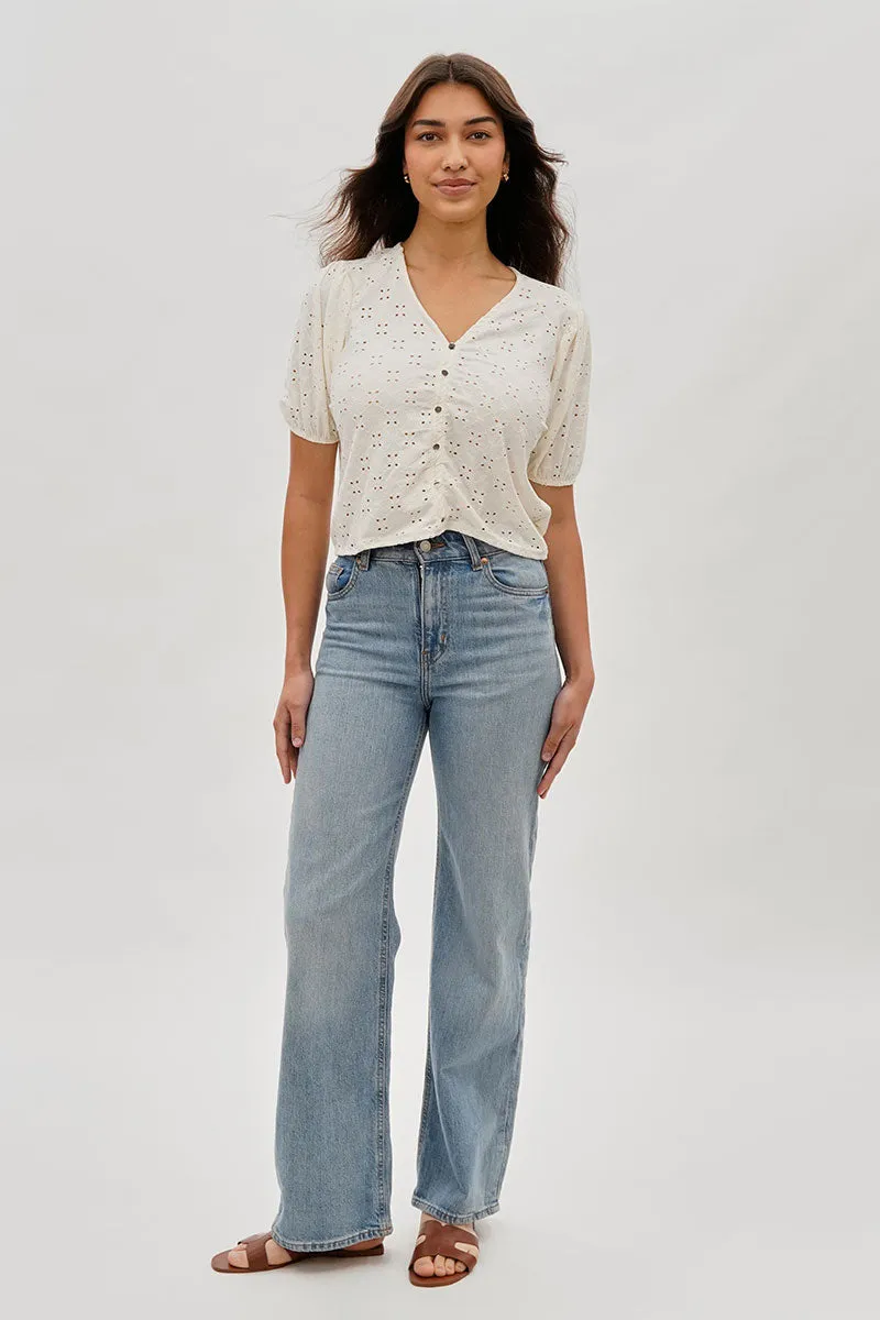 Beechers Brook Button Down Eyelet Blouse - Cream sold by Fairweather product image thumbnail 5