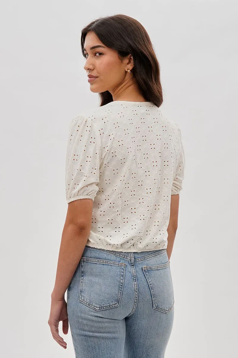 Beechers Brook Button Down Eyelet Blouse - Cream sold by Fairweather product image thumbnail 3
