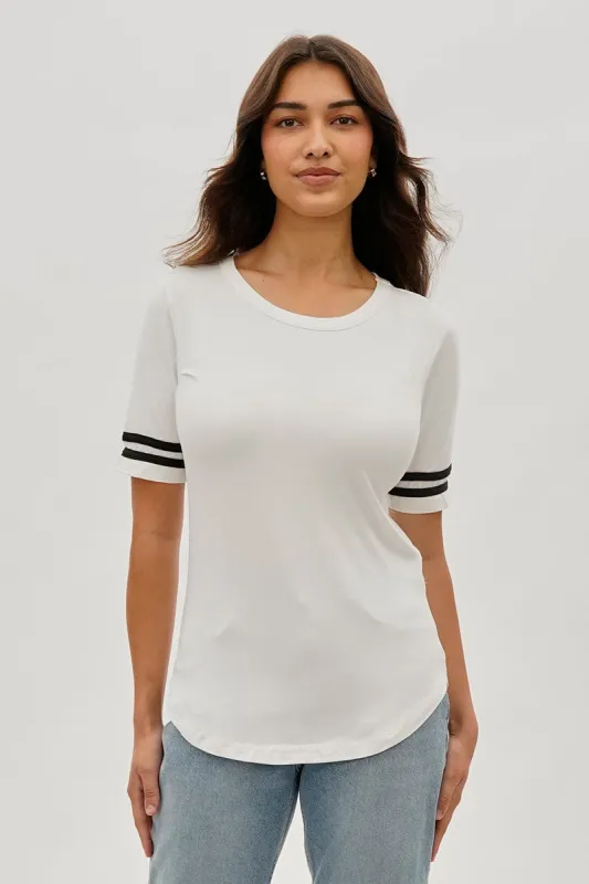 Stylexchange Vintage Striped Varsity Tee - White sold by Fairweather
