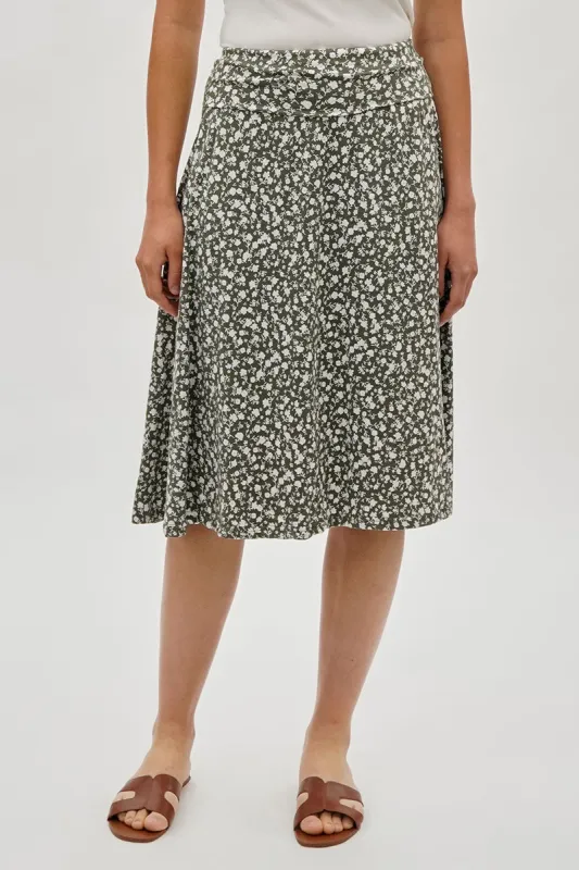 International INC Company Floral Fold Over Skirt - Olive sold by Fairweather