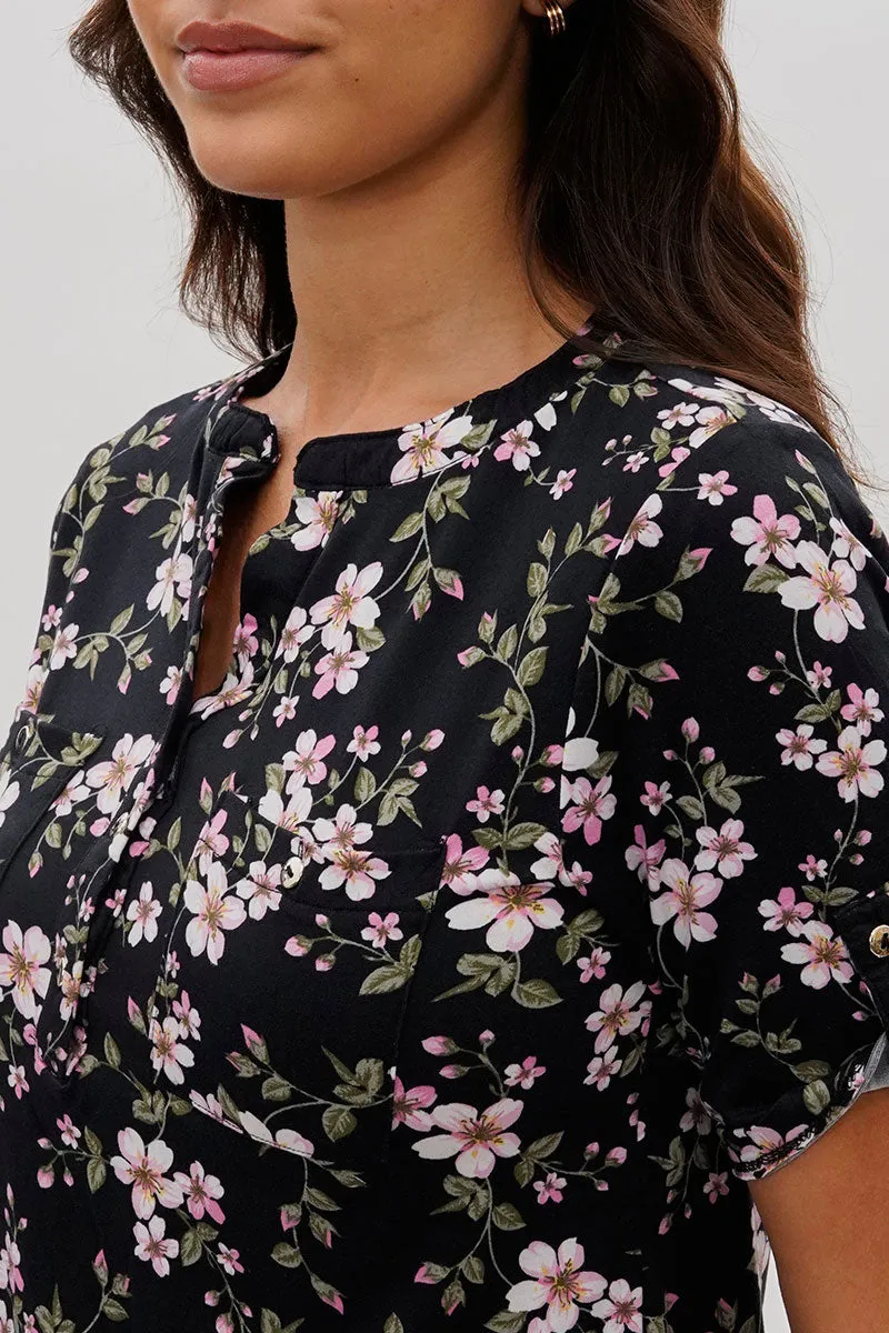 International INC Company Floral Short Sleeve Blouse - Black sold by Fairweather product image thumbnail 4