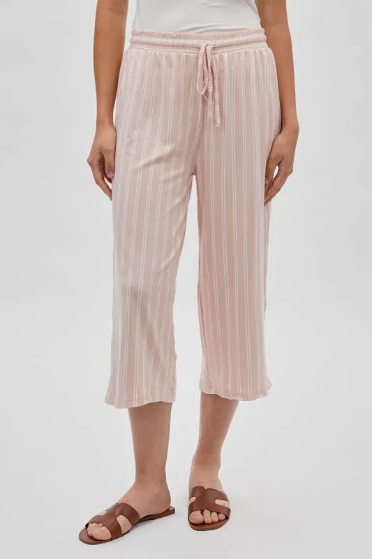 International INC Company Striped Wide Leg Capris Pants - Blush sold by Fairweather