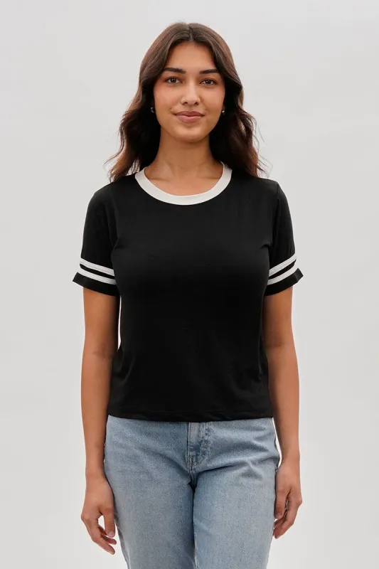 Stylexchange Vintage Striped Ringer Tee - Black sold by Fairweather