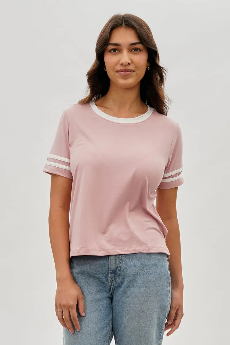 Stylexchange Vintage Striped Ringer Tee - Pink sold by Fairweather
