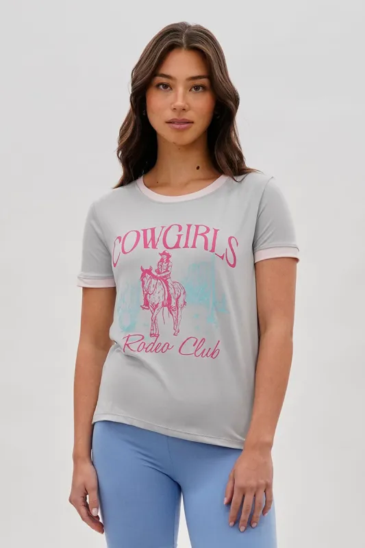 Stylexchange Vintage Cowgirl Graphic Ringer Tee - Grey sold by Fairweather