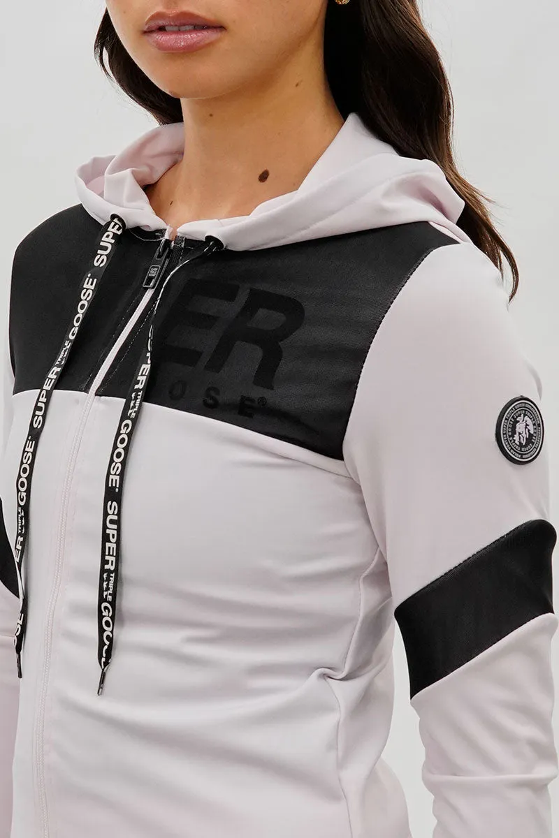 Super Triple Goose Zip Up Mesh Detail Hoodie - Blush sold by Fairweather product image thumbnail 4