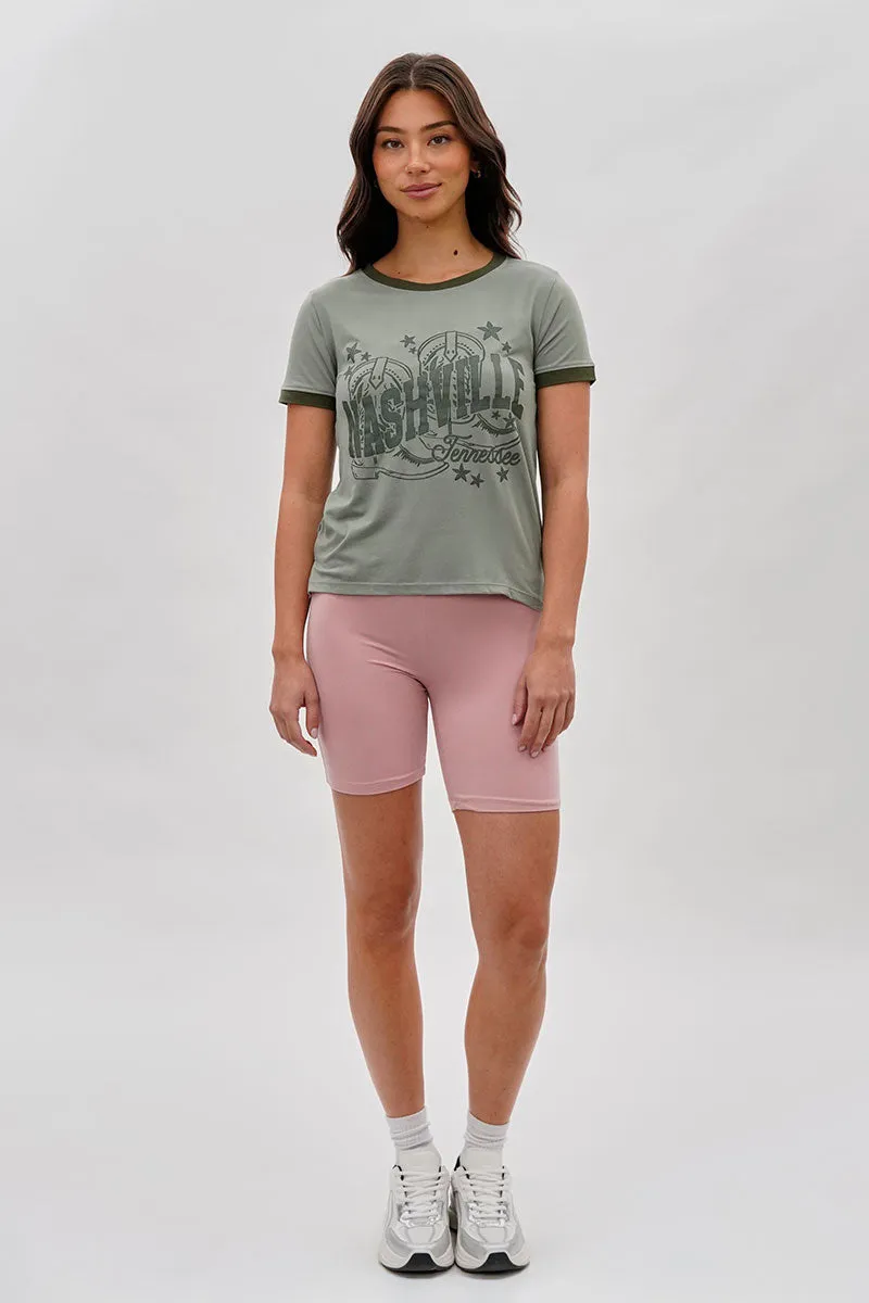 Mikk High-Waisted Biker Shorts - Blush sold by Fairweather product image thumbnail 5