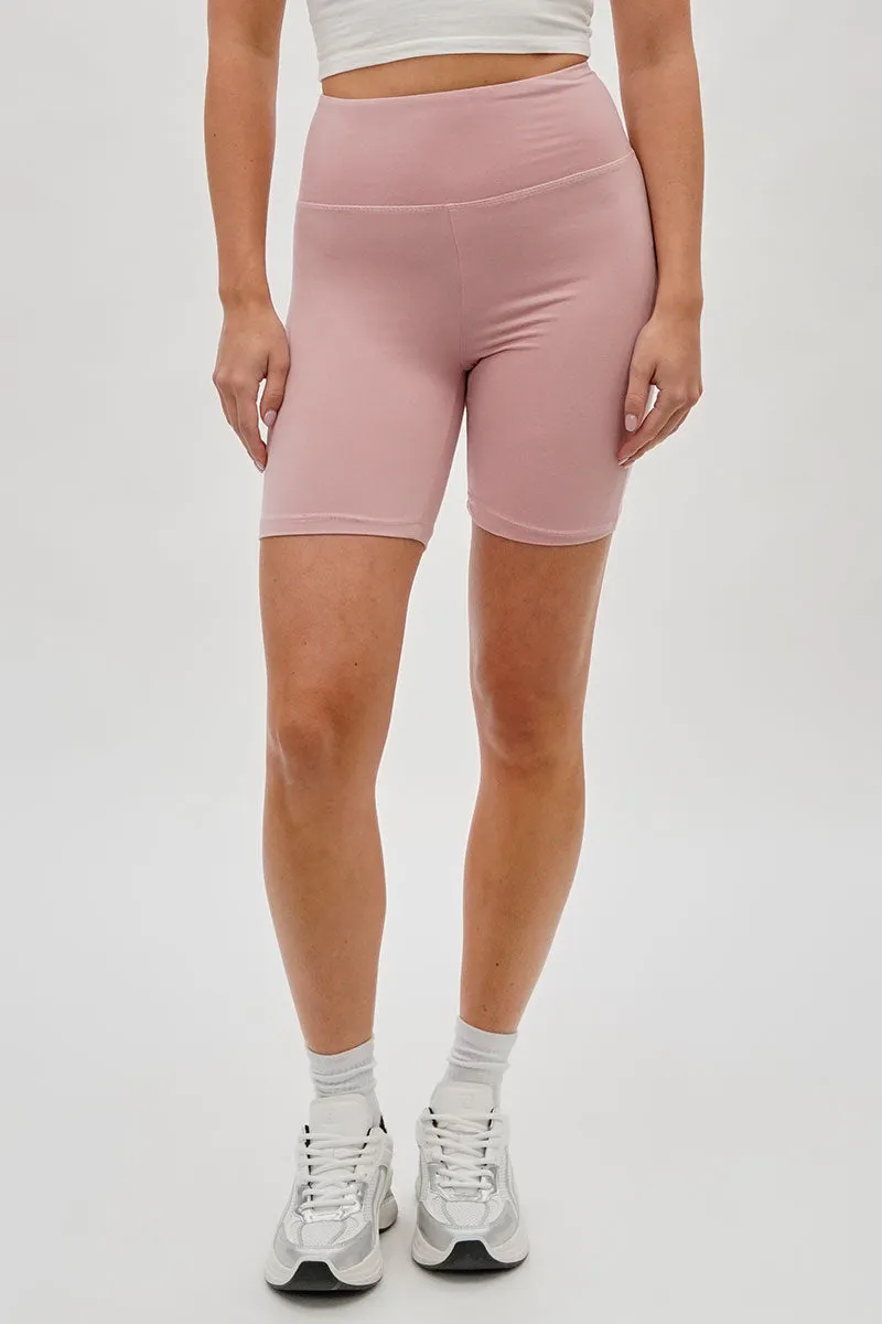 Mikk High-Waisted Biker Shorts - Blush sold by Fairweather