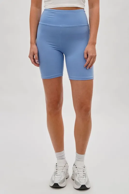 Mikk High-Waisted Biker Shorts - Blue sold by Fairweather