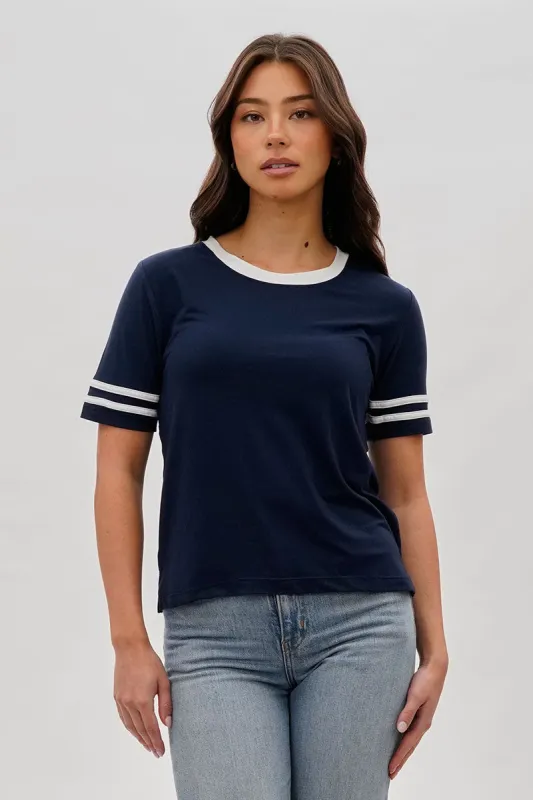 Stylexchange Vintage Striped Ringer Tee - Navy sold by Fairweather