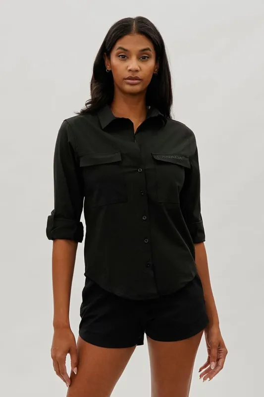 Canada Weather Gear Button Up Ripstop Utility Shirt - Black sold by Fairweather
