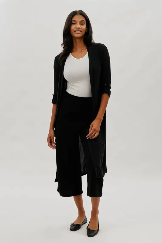 Limite Open Front Lightweight Duster Cardigan - Black sold by Fairweather