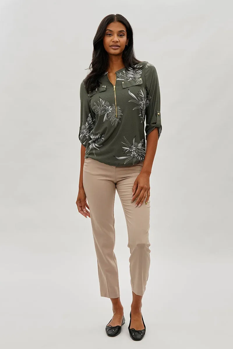 Beechers Brook Floral Half Zip Blouse - Olive sold by Fairweather product image thumbnail 5
