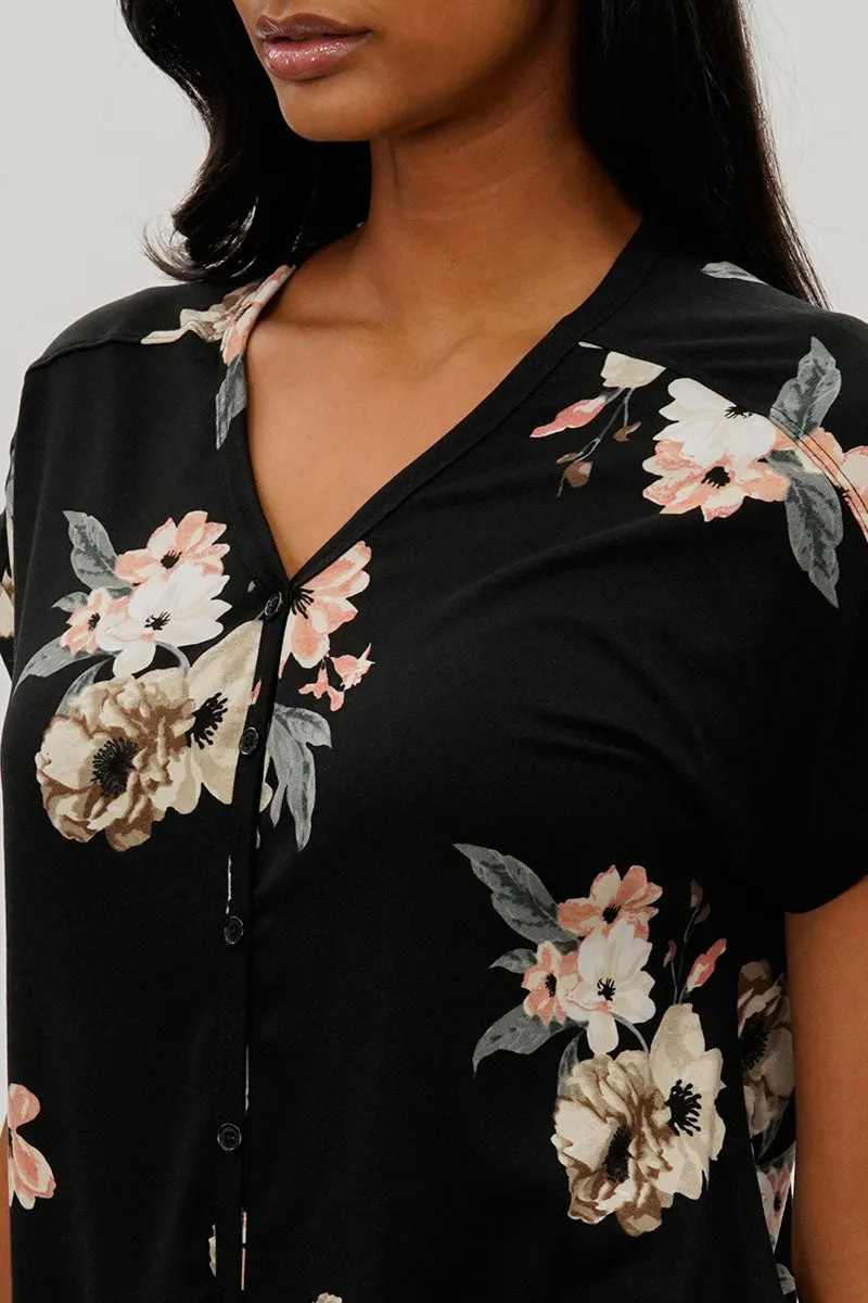 International INC Company Floral Button Up Tee - Black sold by Fairweather product image thumbnail 4