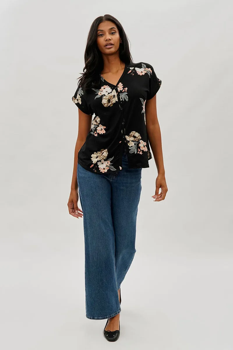 International INC Company Floral Button Up Tee - Black sold by Fairweather product image thumbnail 5