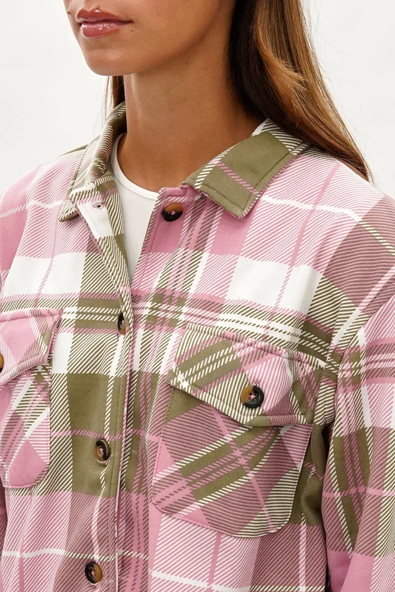 Canada Weather Gear Plaid Button Up Lightweight Jacket - Pink sold by Fairweather product image thumbnail 4