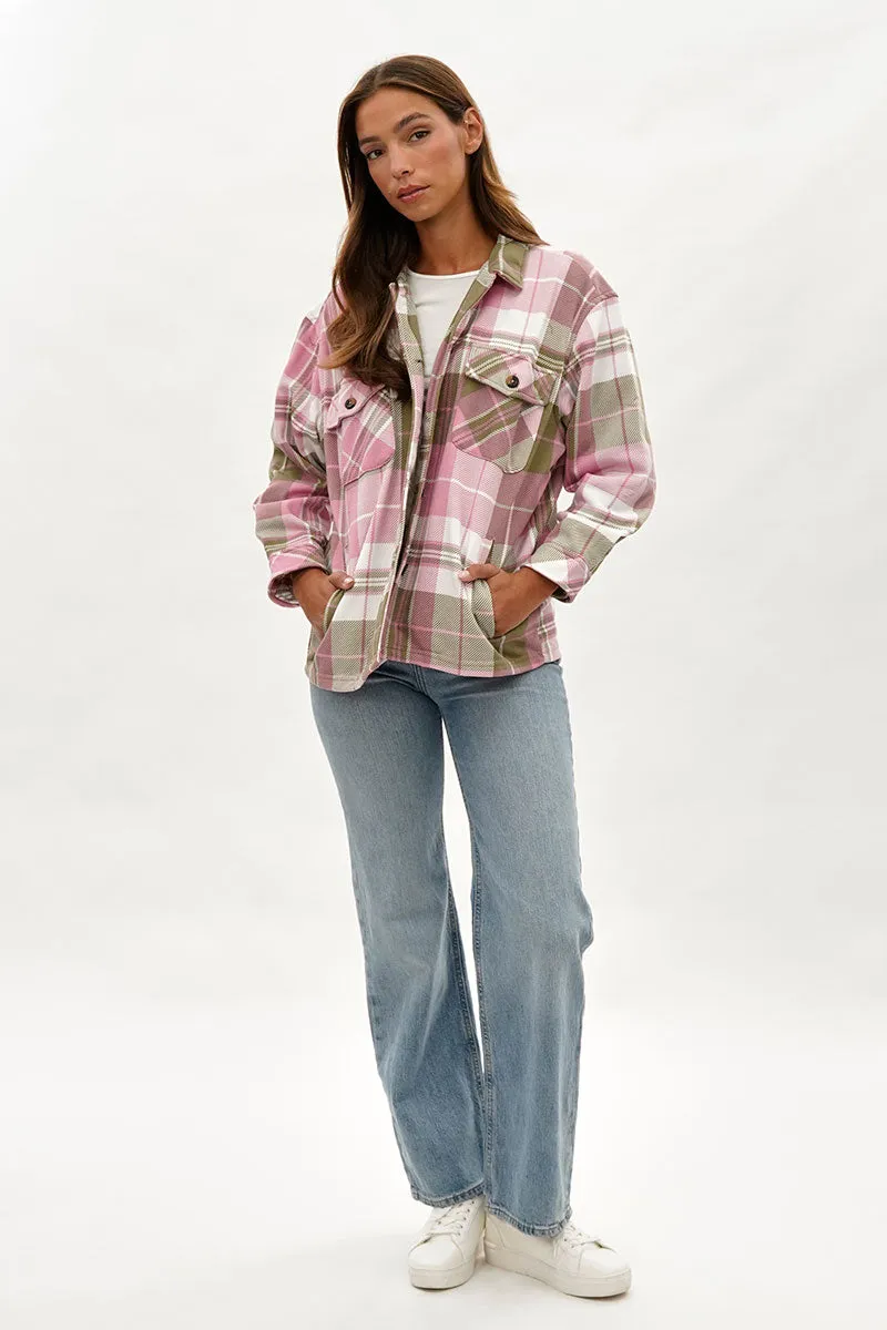 Canada Weather Gear Plaid Button Up Lightweight Jacket - Pink sold by Fairweather product image thumbnail 5