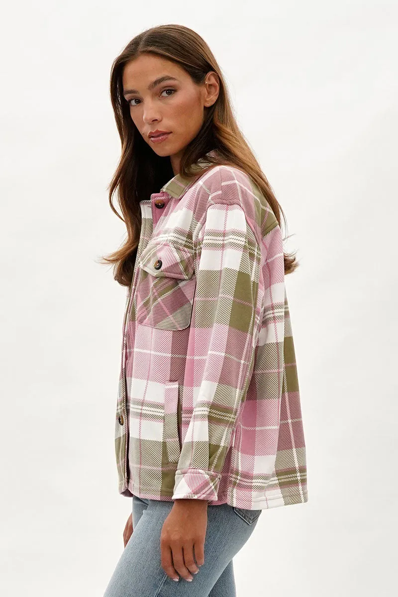 Canada Weather Gear Plaid Button Up Lightweight Jacket - Pink sold by Fairweather product image thumbnail 2