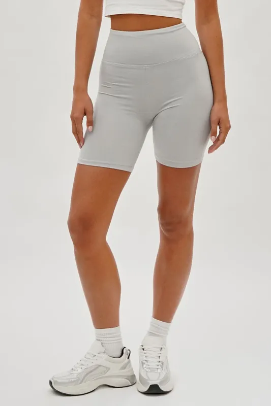 Mikk High-Waisted Biker Shorts - Stone sold by Fairweather