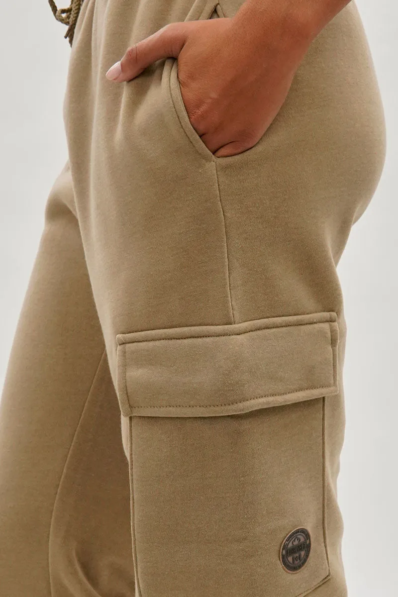Fahrenheit Tie Waist Cargo Sweatpants - Beige sold by Fairweather product image thumbnail 4
