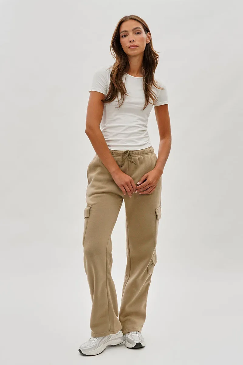 Fahrenheit Tie Waist Cargo Sweatpants - Beige sold by Fairweather product image thumbnail 5