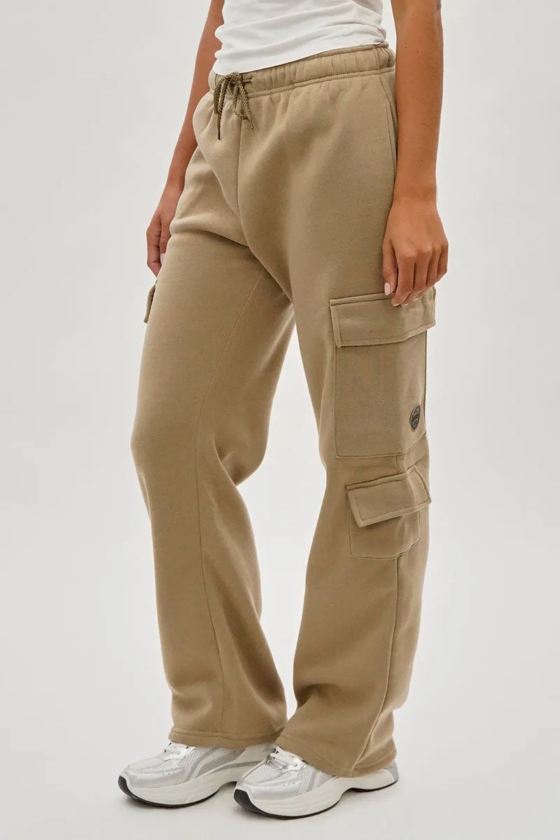 Fahrenheit Tie Waist Cargo Sweatpants - Beige sold by Fairweather product image thumbnail 2