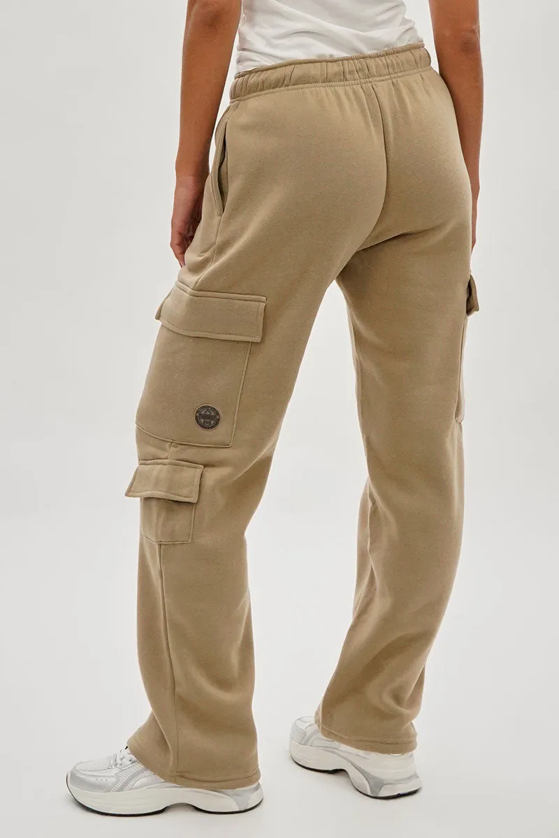 Fahrenheit Tie Waist Cargo Sweatpants - Beige sold by Fairweather product image thumbnail 3