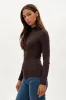 International INC Company Ribbed Mock Neck Long Sleeve Top - Brown sold by Fairweather