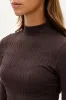 International INC Company Ribbed Mock Neck Long Sleeve Top - Brown sold by Fairweather