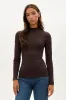 International INC Company Ribbed Mock Neck Long Sleeve Top - Brown sold by Fairweather