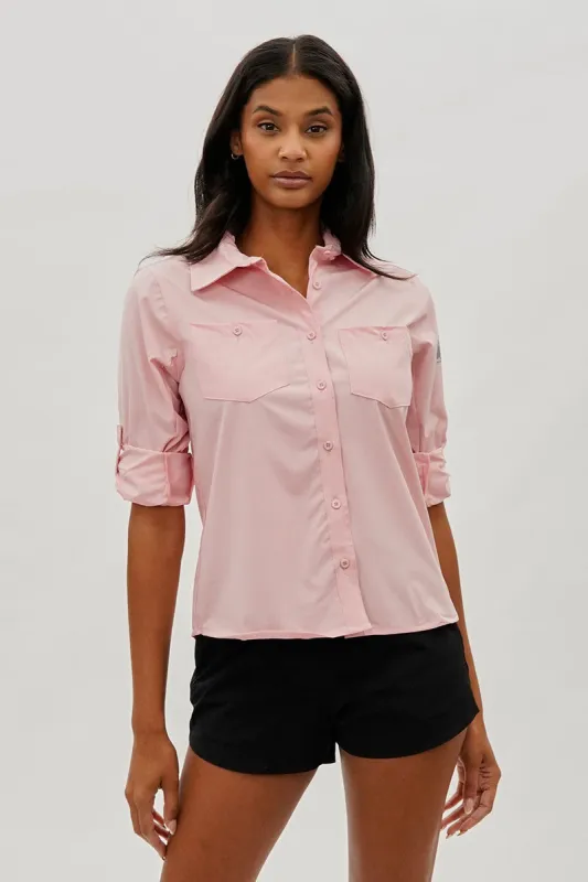 Canada Weather Gear Button Up Utility Shirt - Pink sold by Fairweather