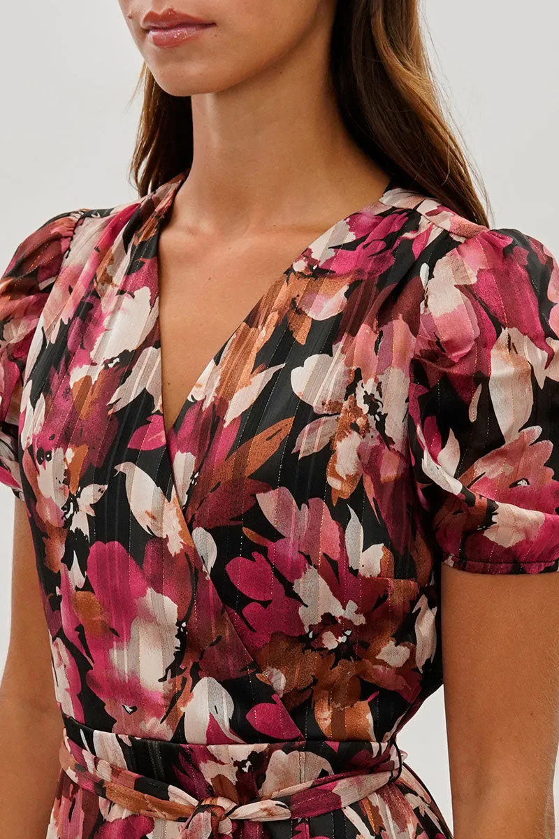 Costa Blanca Floral Crossover Midi Dress - Burgundy sold by Fairweather product image thumbnail 4