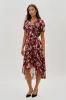 Costa Blanca Floral Crossover Midi Dress - Burgundy sold by Fairweather