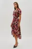 Costa Blanca Floral Crossover Midi Dress - Burgundy sold by Fairweather