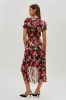 Costa Blanca Floral Crossover Midi Dress - Burgundy sold by Fairweather