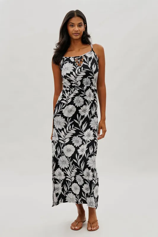 International INC Company Floral Keyhole Maxi Dress - Black sold by Fairweather