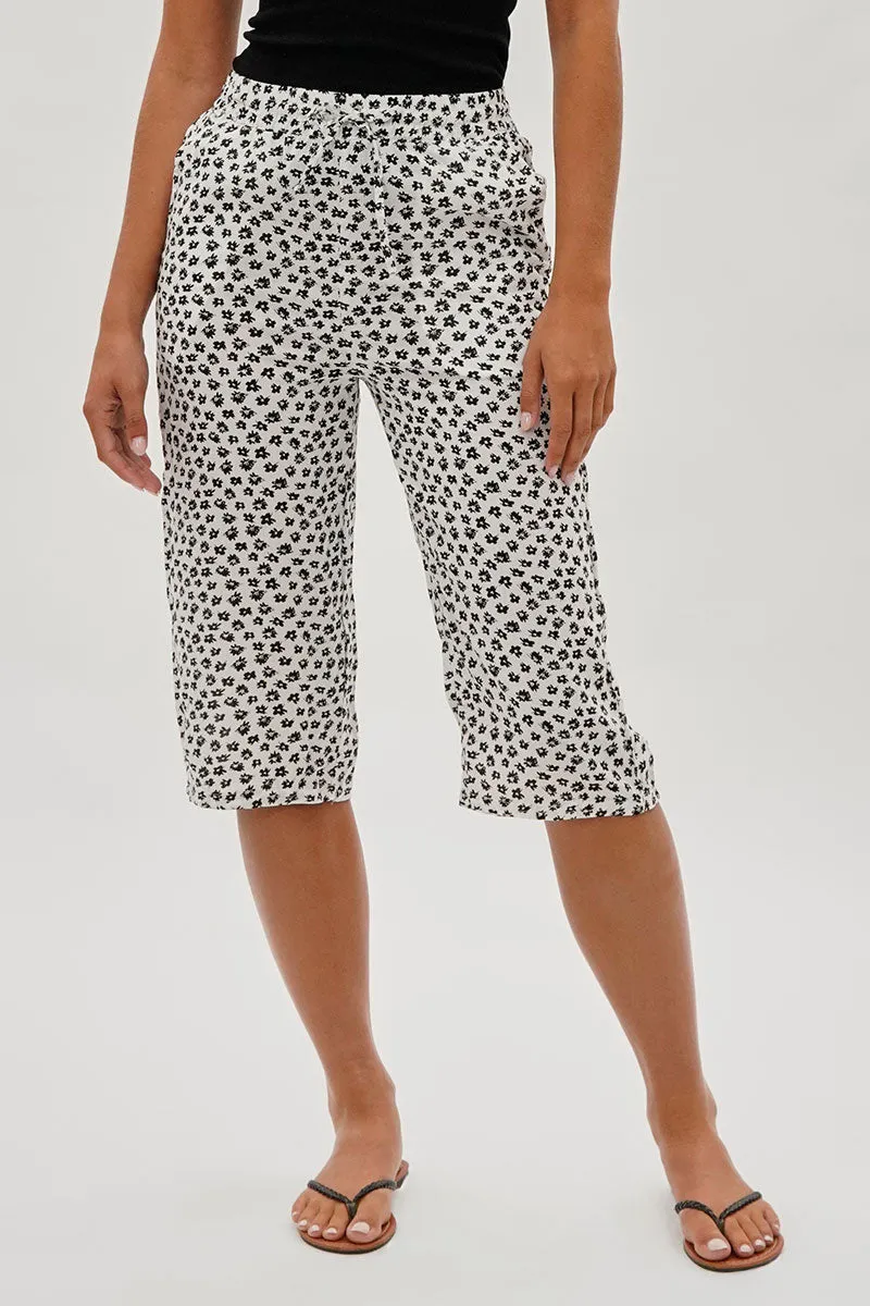 International INC Company Floral Tie Waist Capris - White sold by Fairweather