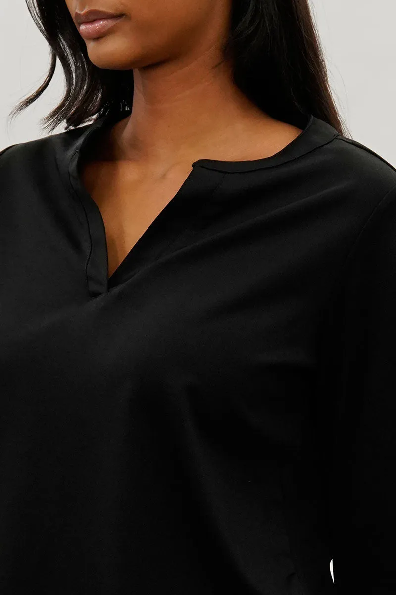 Costa Blanca Split Neck Roll Up Sleeve Blouse - Black sold by Fairweather product image thumbnail 4